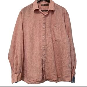 Raffi Pure Linen Shirt Men’s XLarge Orange Long Sleeve Button Up Lightweight